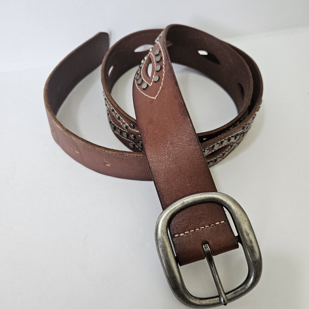 Belt Fossil Leather Studded size Large. - Picture 4 of 9